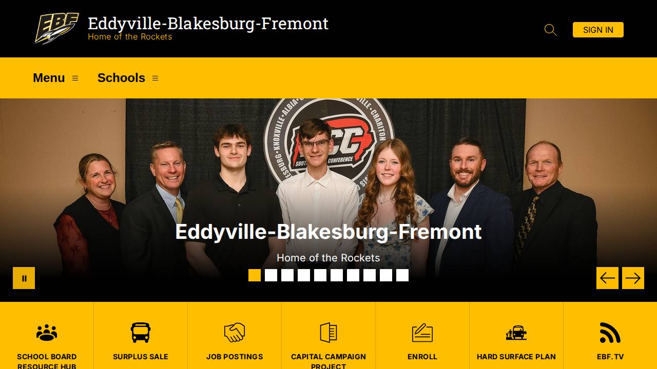 Eddyville-Blakesburg- Fremont CSD website screenshot