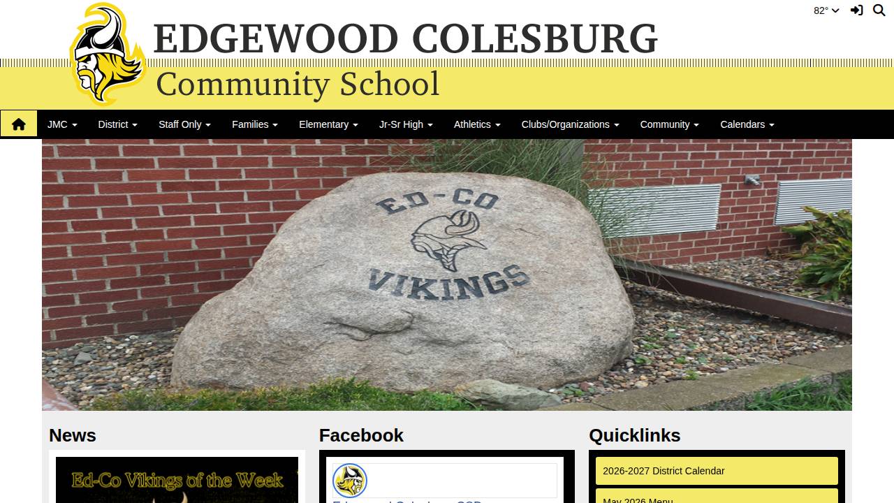 Edgewood-Colesburg Comm School District website screenshot