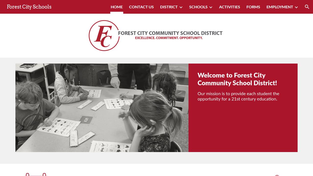 Forest City Comm School District website screenshot