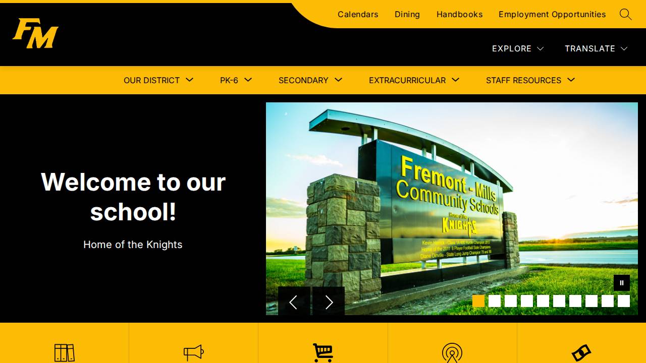 Fremont-Mills Comm School District website screenshot