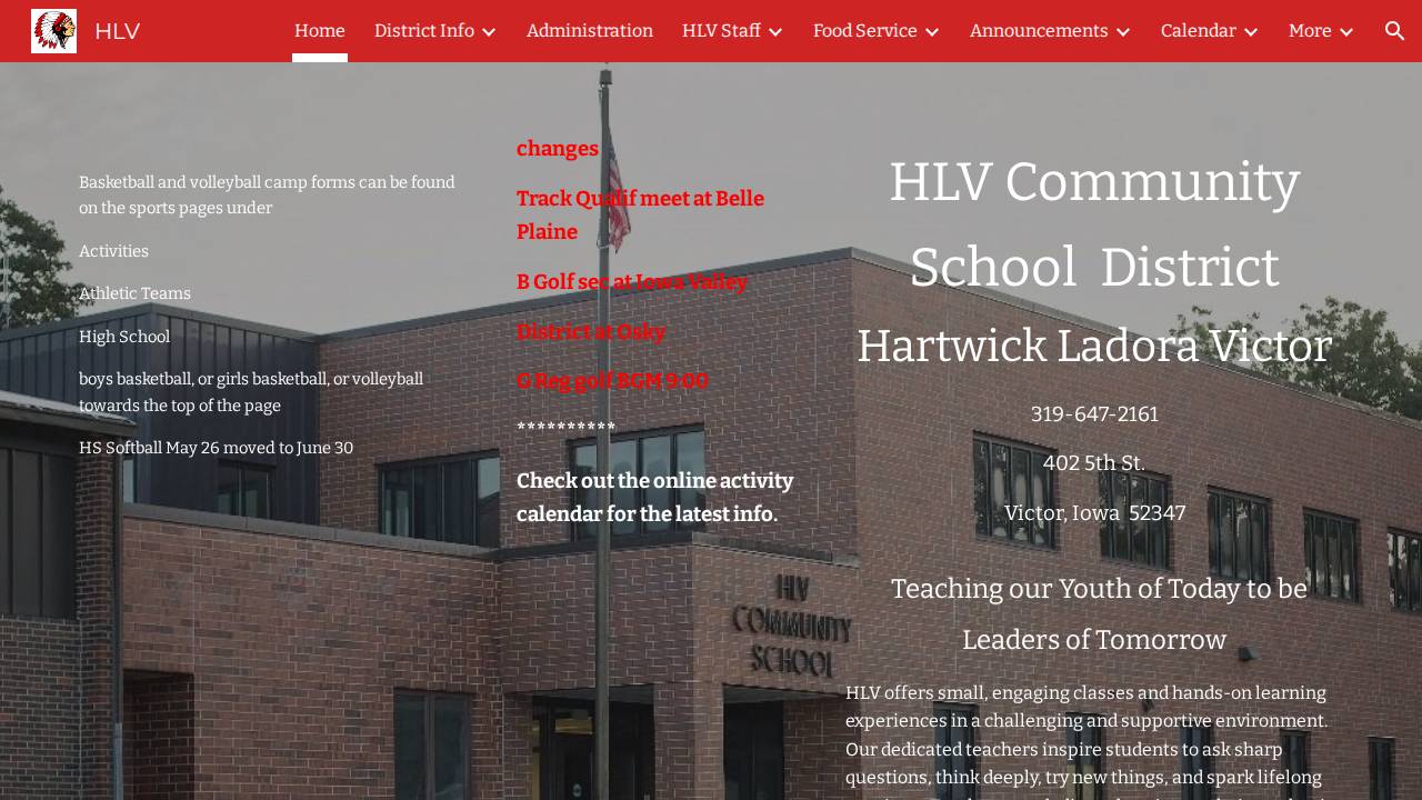 H-L-V Comm School District website screenshot