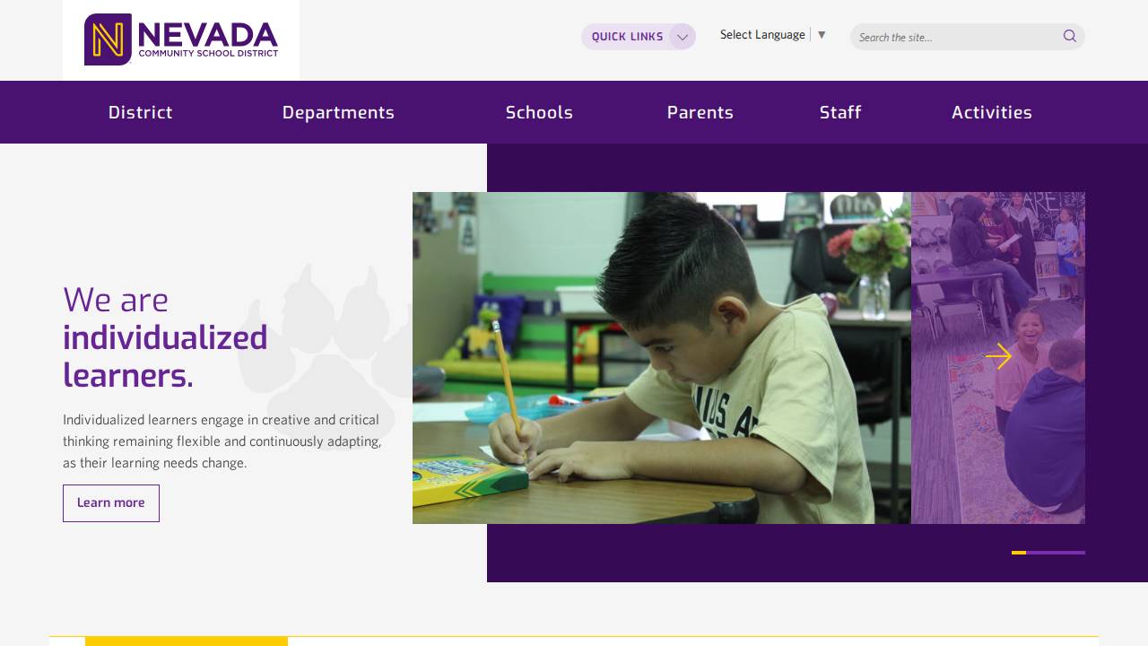 Nevada Comm School District website screenshot