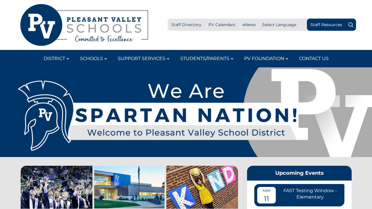 Pleasant Valley Comm School District website screenshot