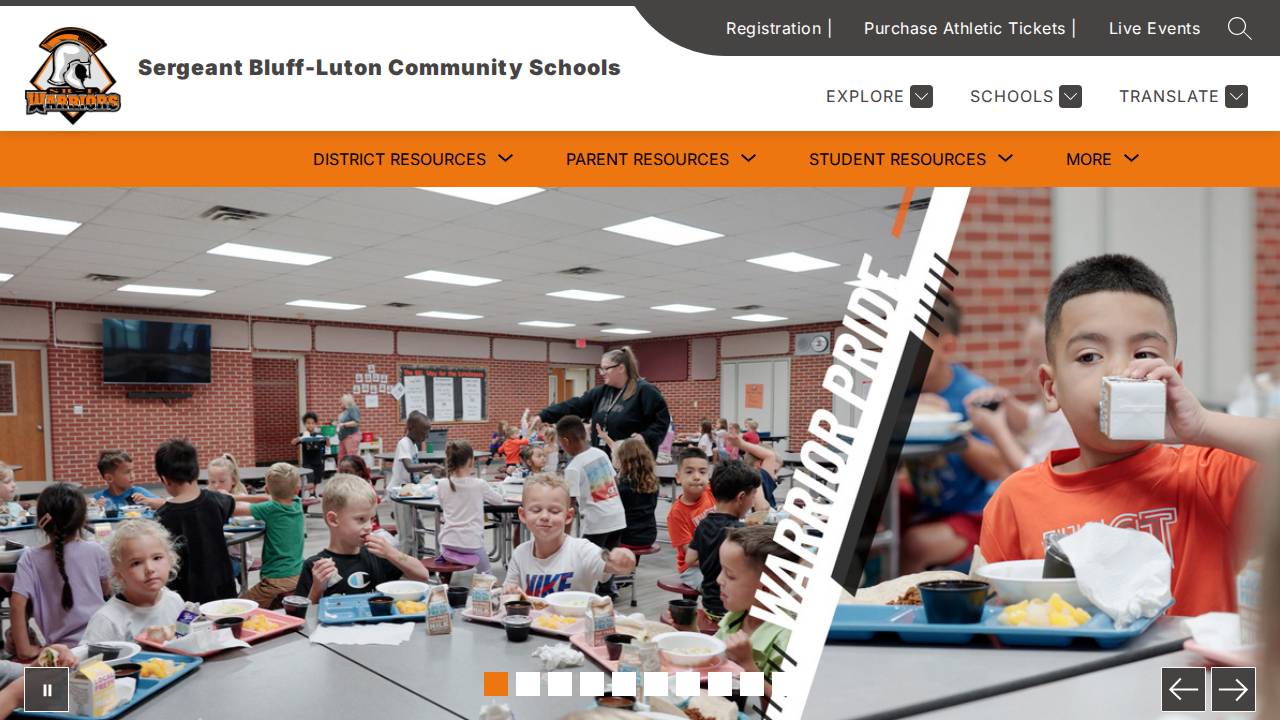 Sergeant Bluff-Luton Comm School District website screenshot
