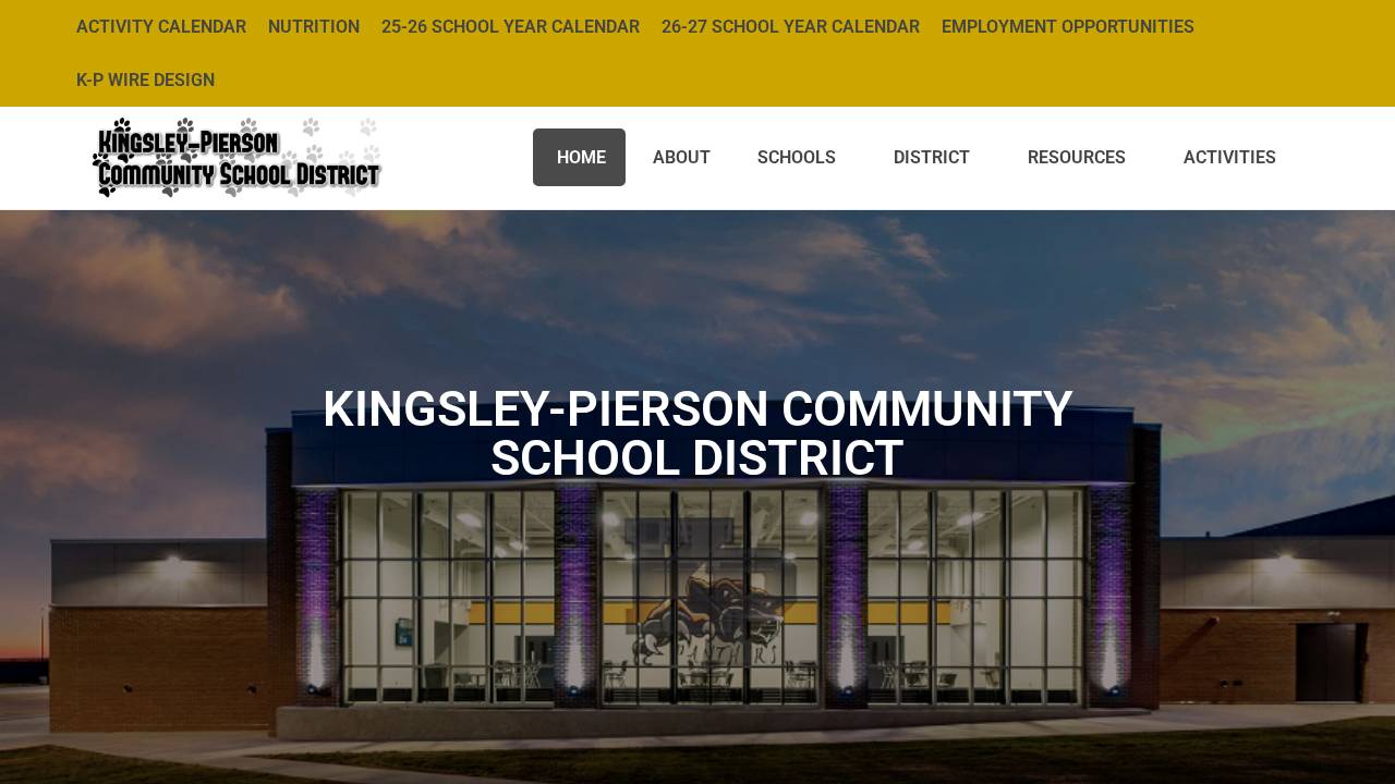 Kingsley-Pierson Comm School District website screenshot