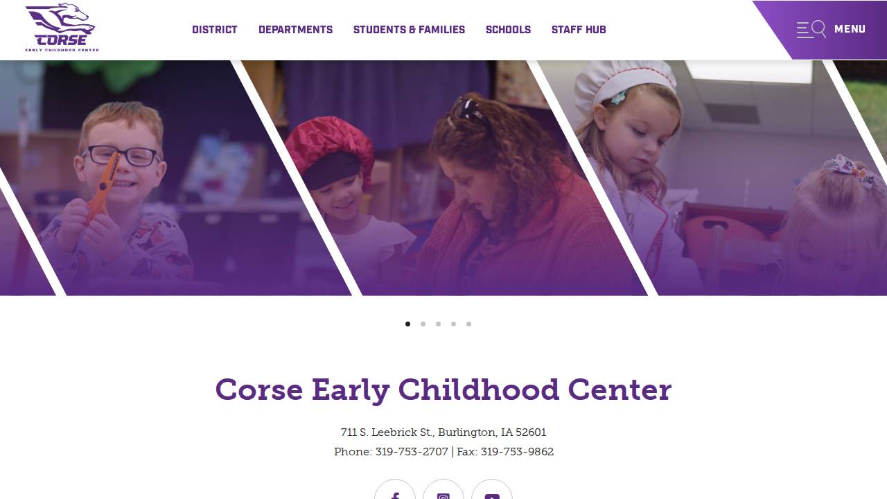 Corse Early Childhood Center website screenshot