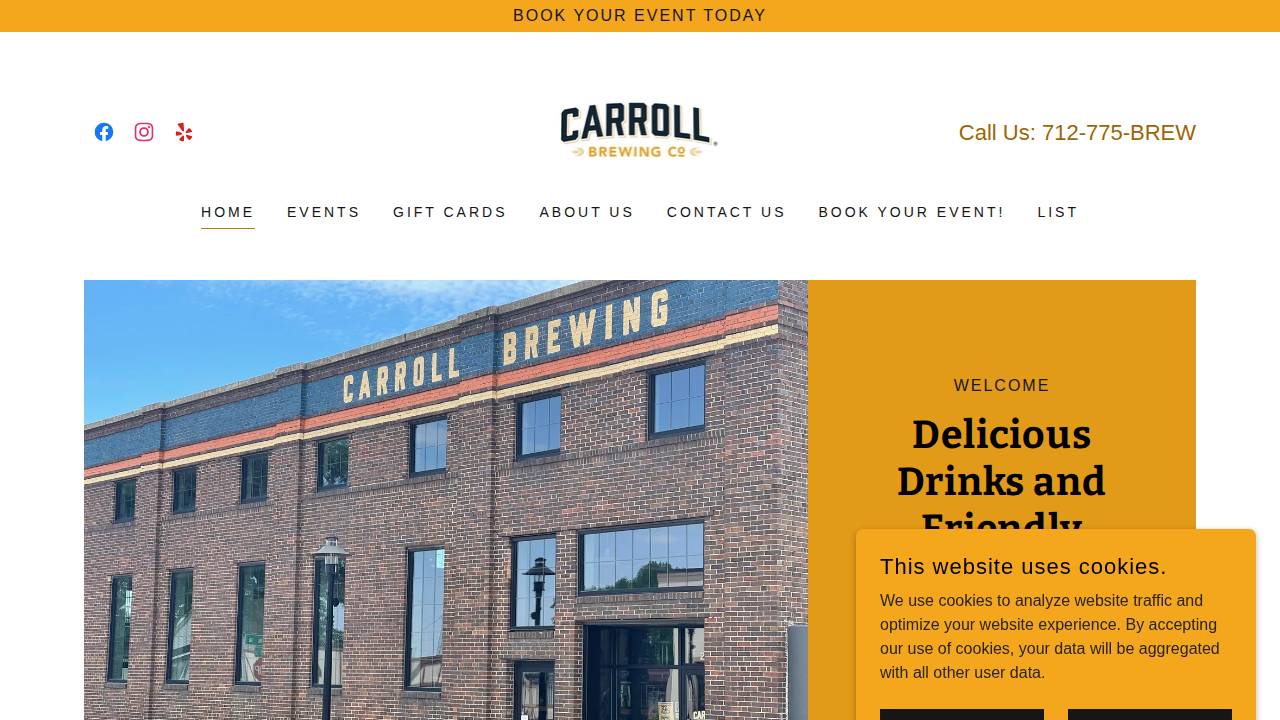 Carroll Brewing Co. website screenshot