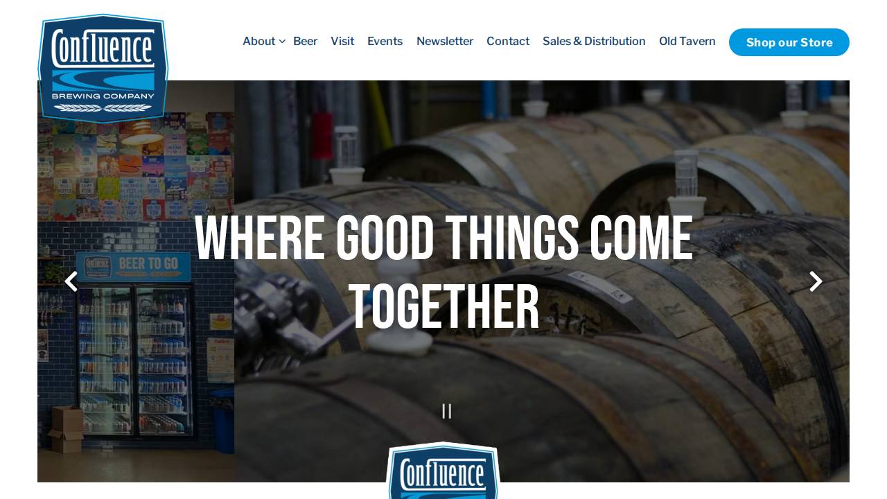 Confluence Brewing Co website screenshot