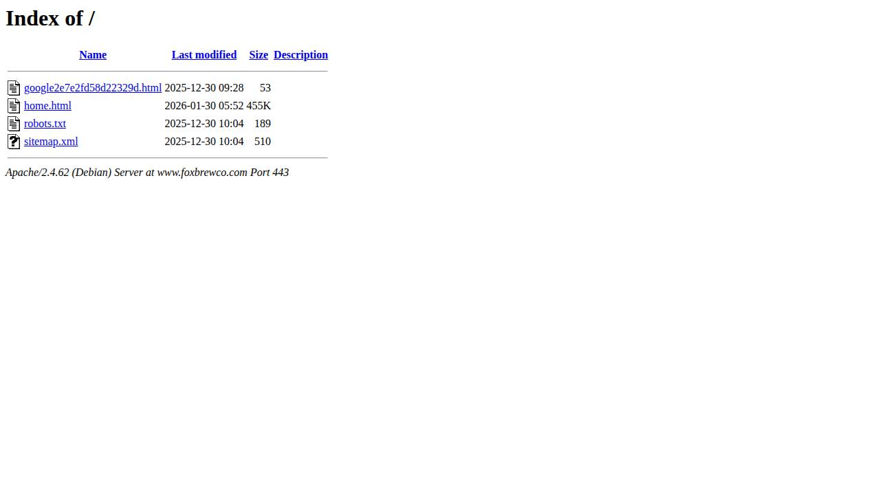 Fox Brewing website screenshot