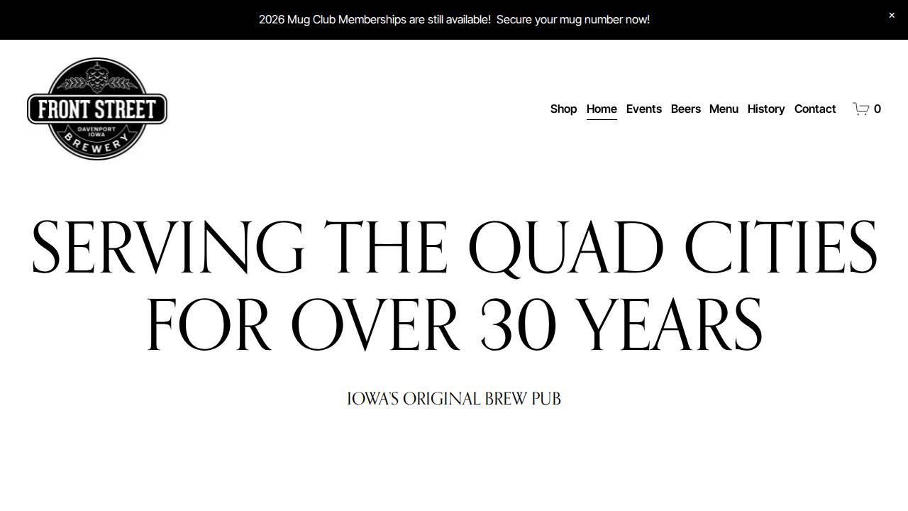 Front Street Brewery - IA website screenshot