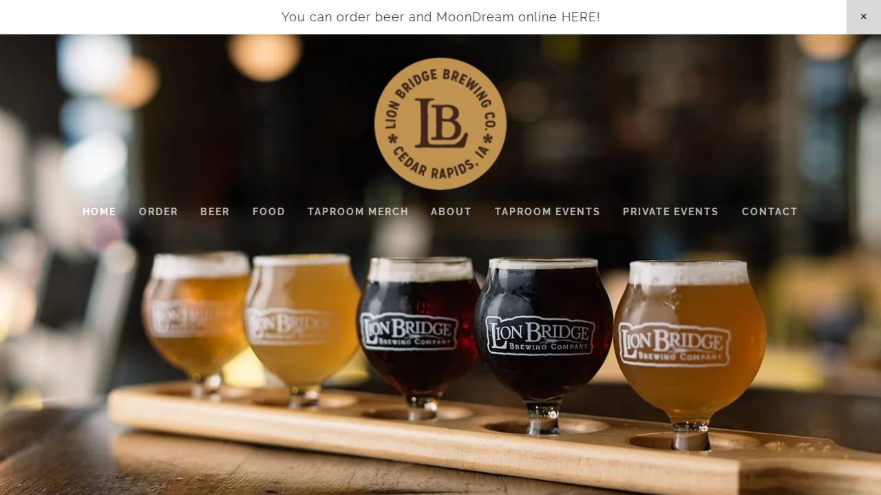Lion Bridge Brewing Company website screenshot