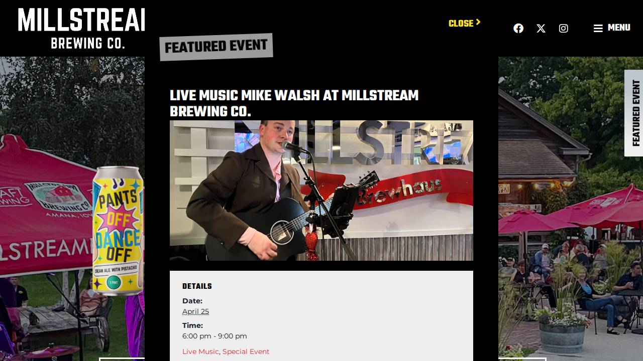 Millstream Brewing Co website screenshot