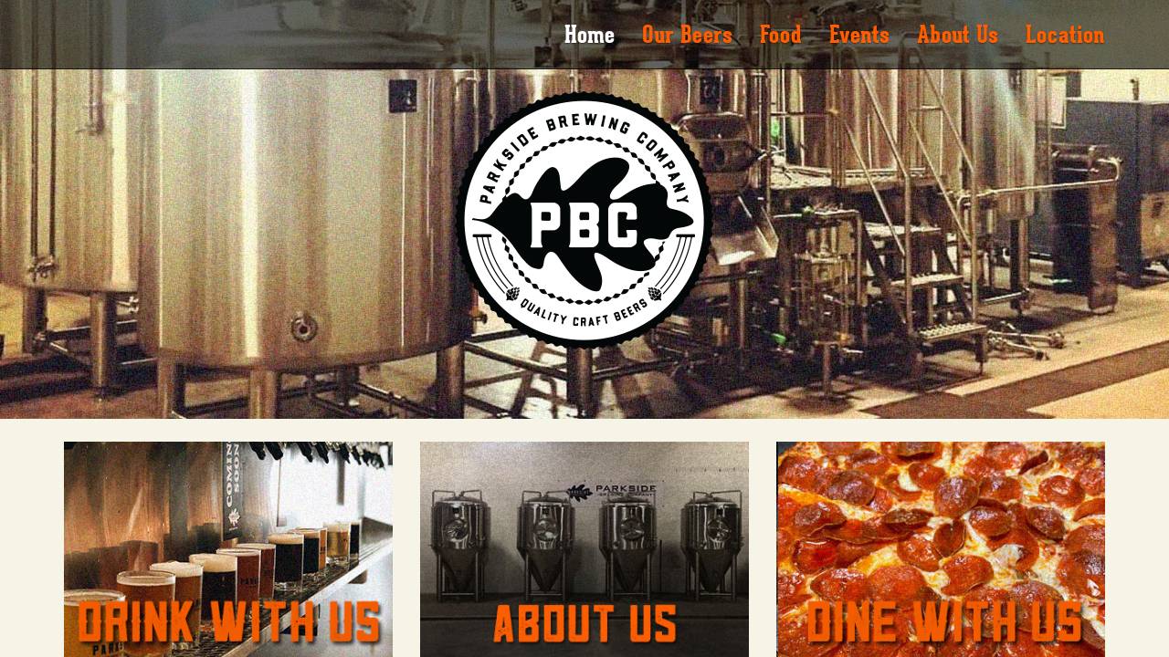 Parkside Brewing Company website screenshot