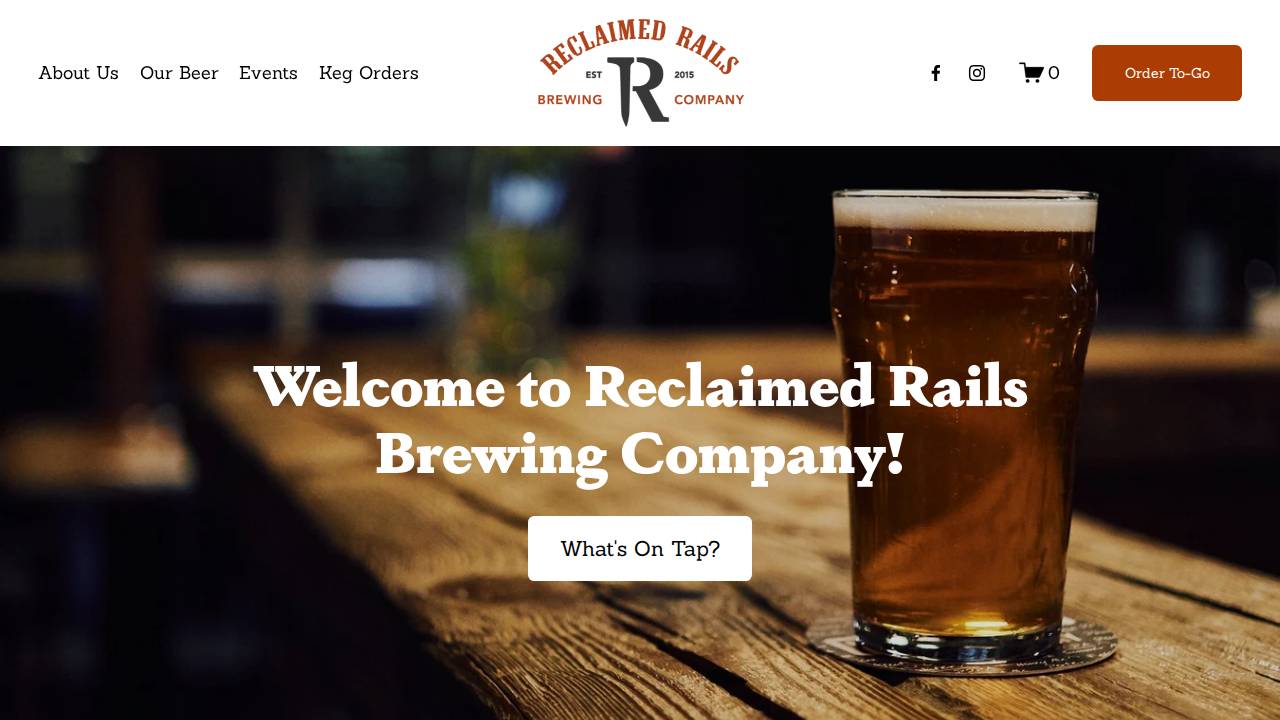 Reclaimed Rails Brewing Company website screenshot