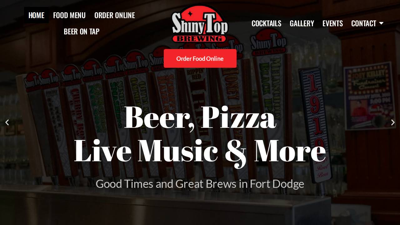 Shiny Top Brewing website screenshot