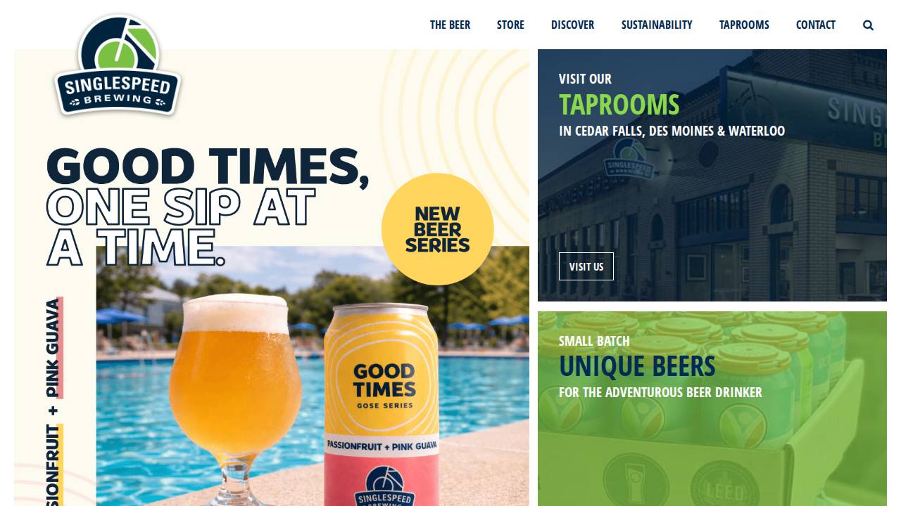 Single Speed Brewing Co website screenshot