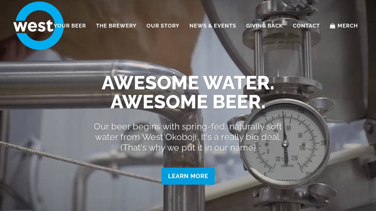 West O Beer website screenshot