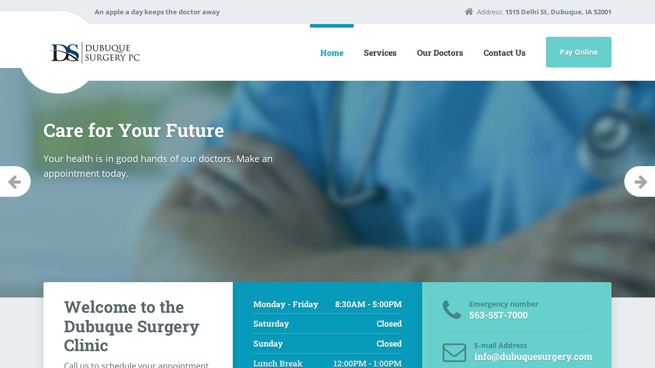 Dubuque Surgery Pc website screenshot