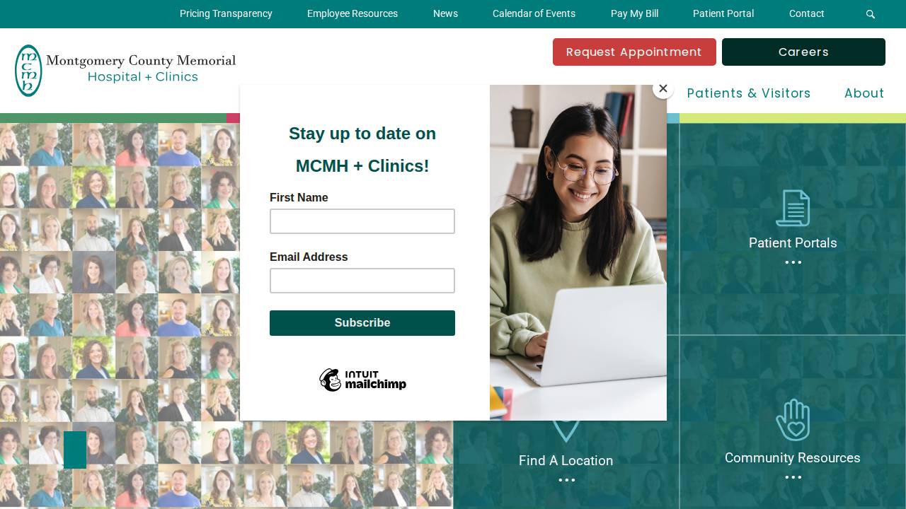 Mitchell County Memorial Hospital website screenshot