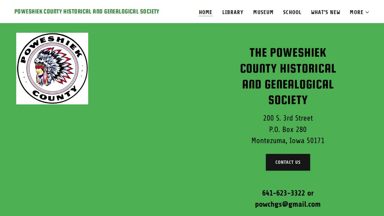 Poweshiek County Heritage Park website screenshot