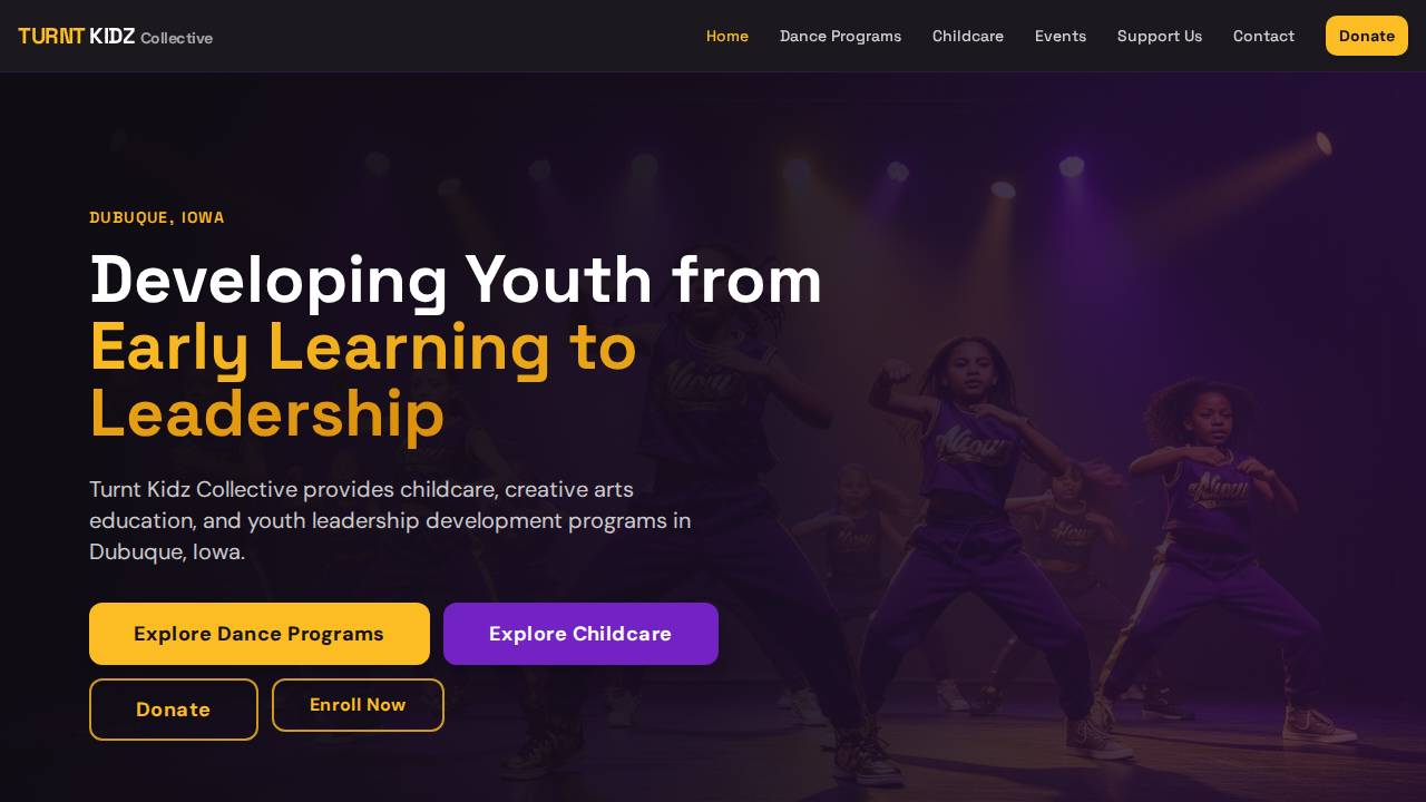 Turnt Kidz Youth Collective website screenshot