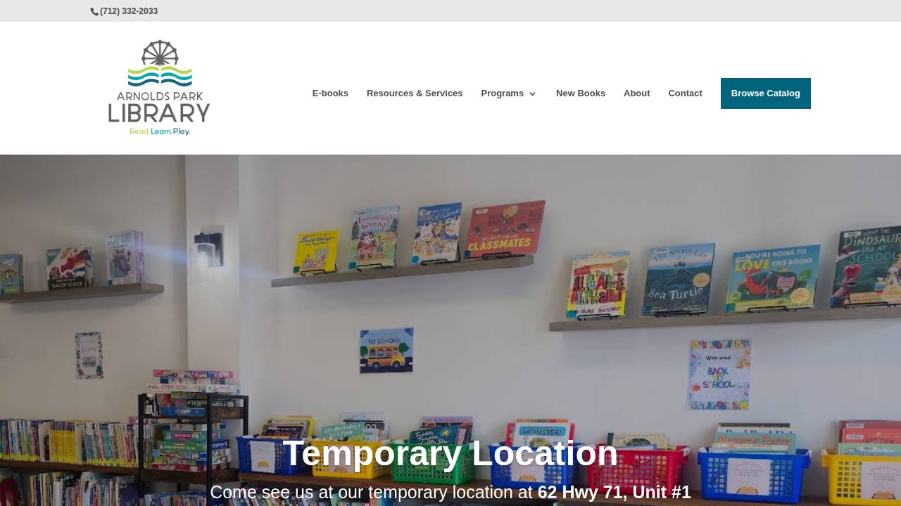 Arnolds Park Library Foundation website screenshot