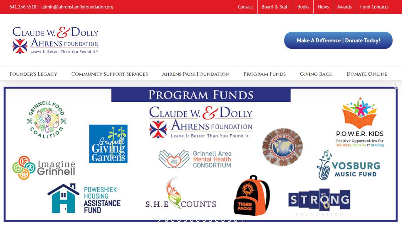 Ahrens Park Foundation website screenshot