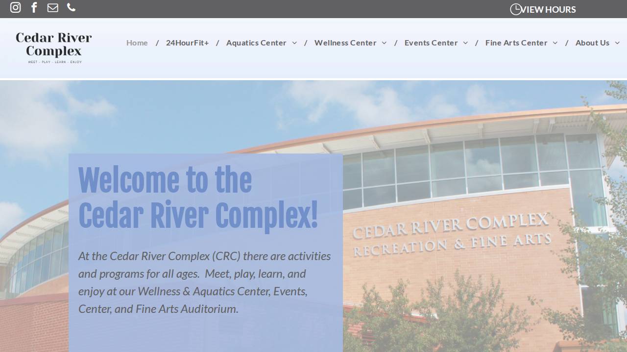 Cedar River Recreation & Fine Arts website screenshot