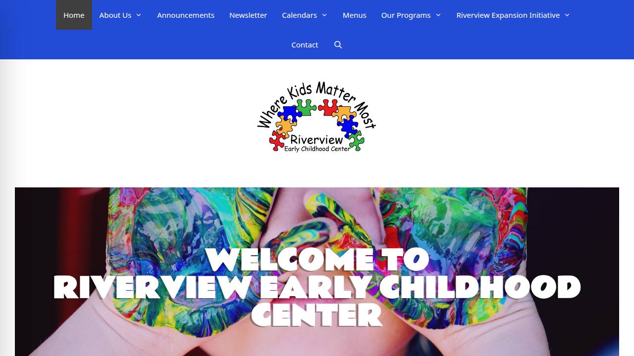 Riverview Early Childhood Center website screenshot