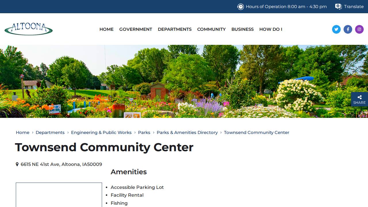 Monroe Senior and Community Center website screenshot