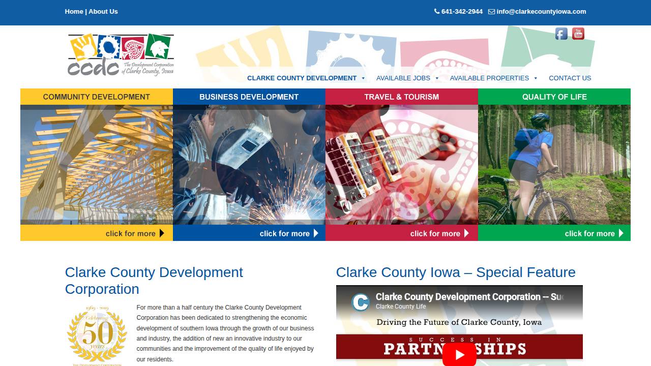 Clarke County Fine Arts & Recreation Corporation website screenshot