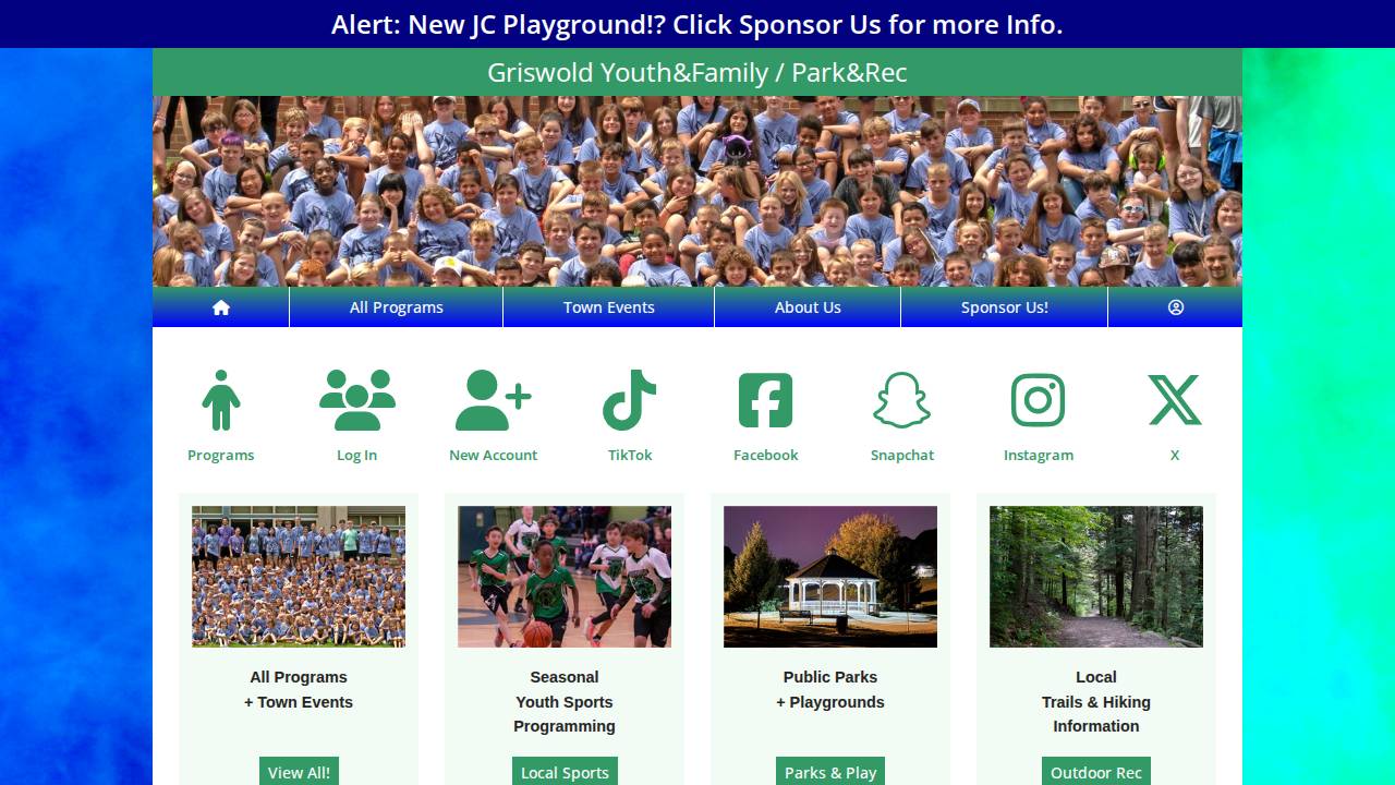 Griswold Youth Sports Complex Inc website screenshot