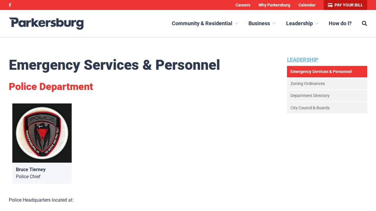 Parkersburg Firefighters Association Inc website screenshot