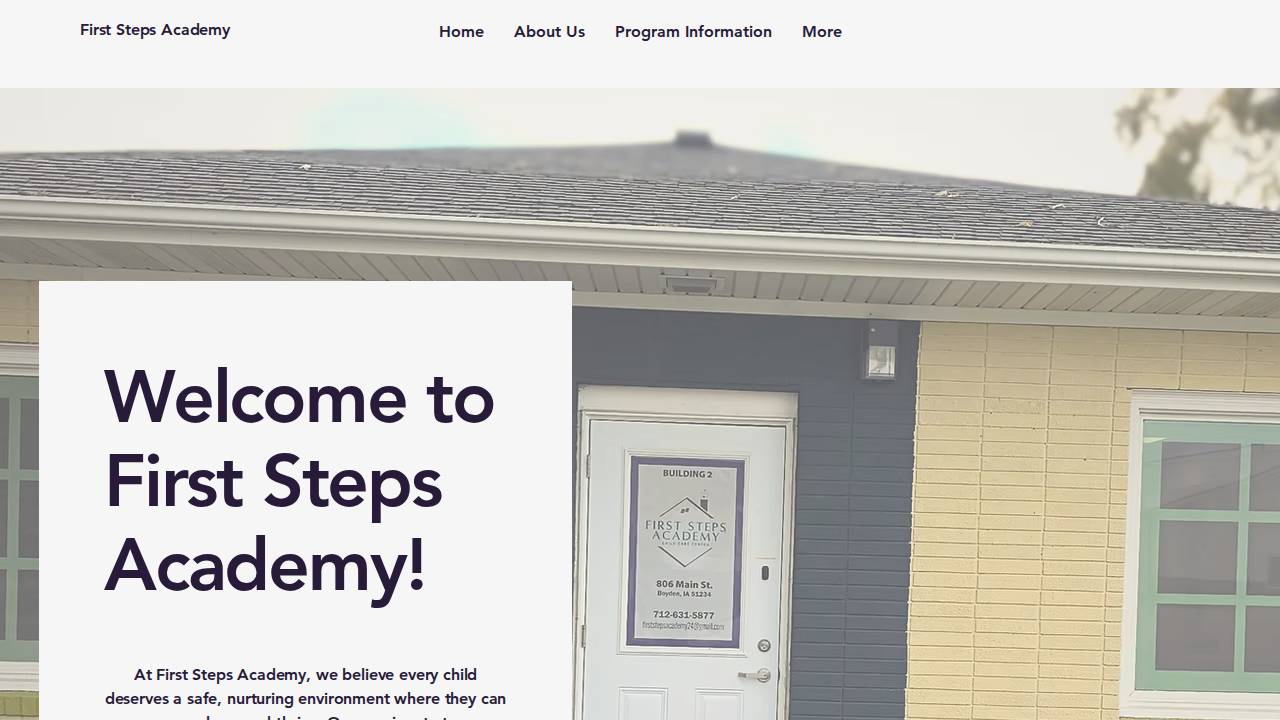 First Steps Academy website screenshot