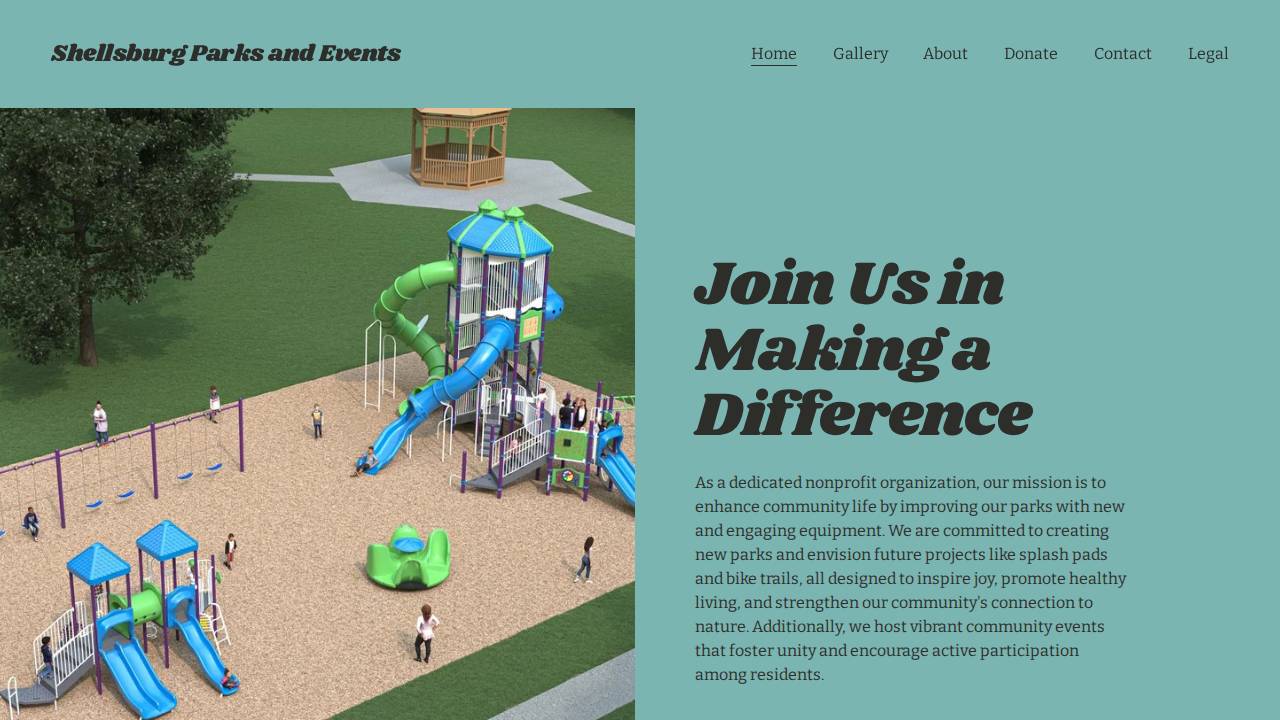 Shellsburg Parks and Events in website screenshot