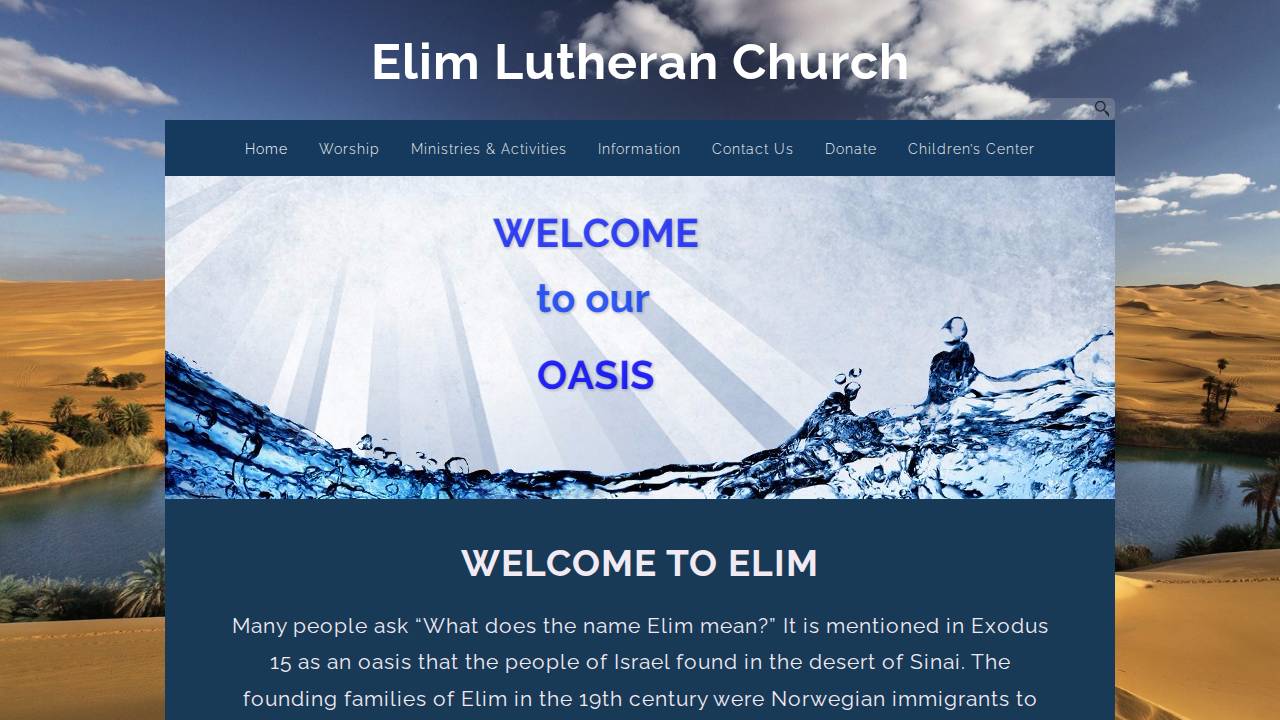 Elim Children's Center website screenshot