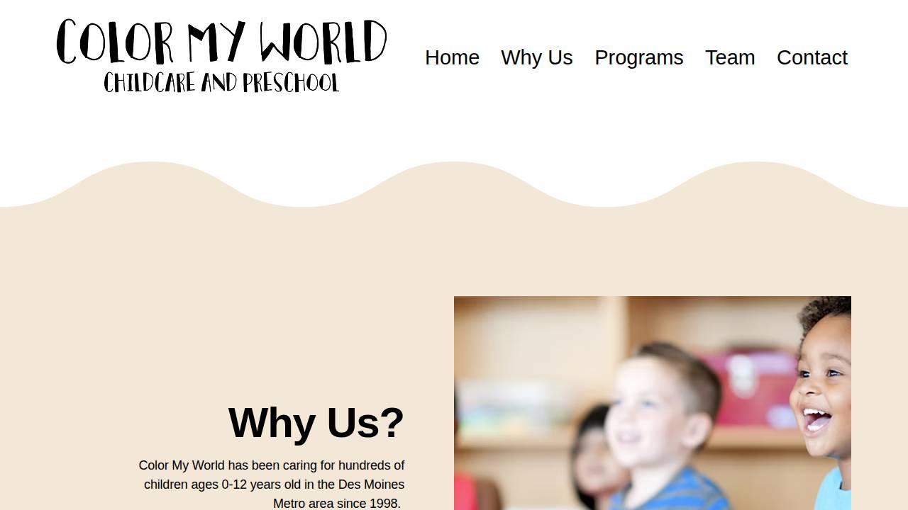Color My World Child Care & Preschool website screenshot