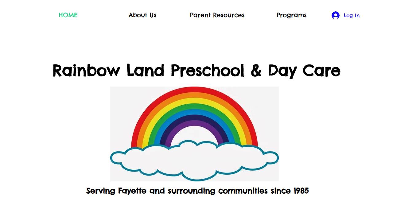 Rainbow Land Preschool & Day Care website screenshot