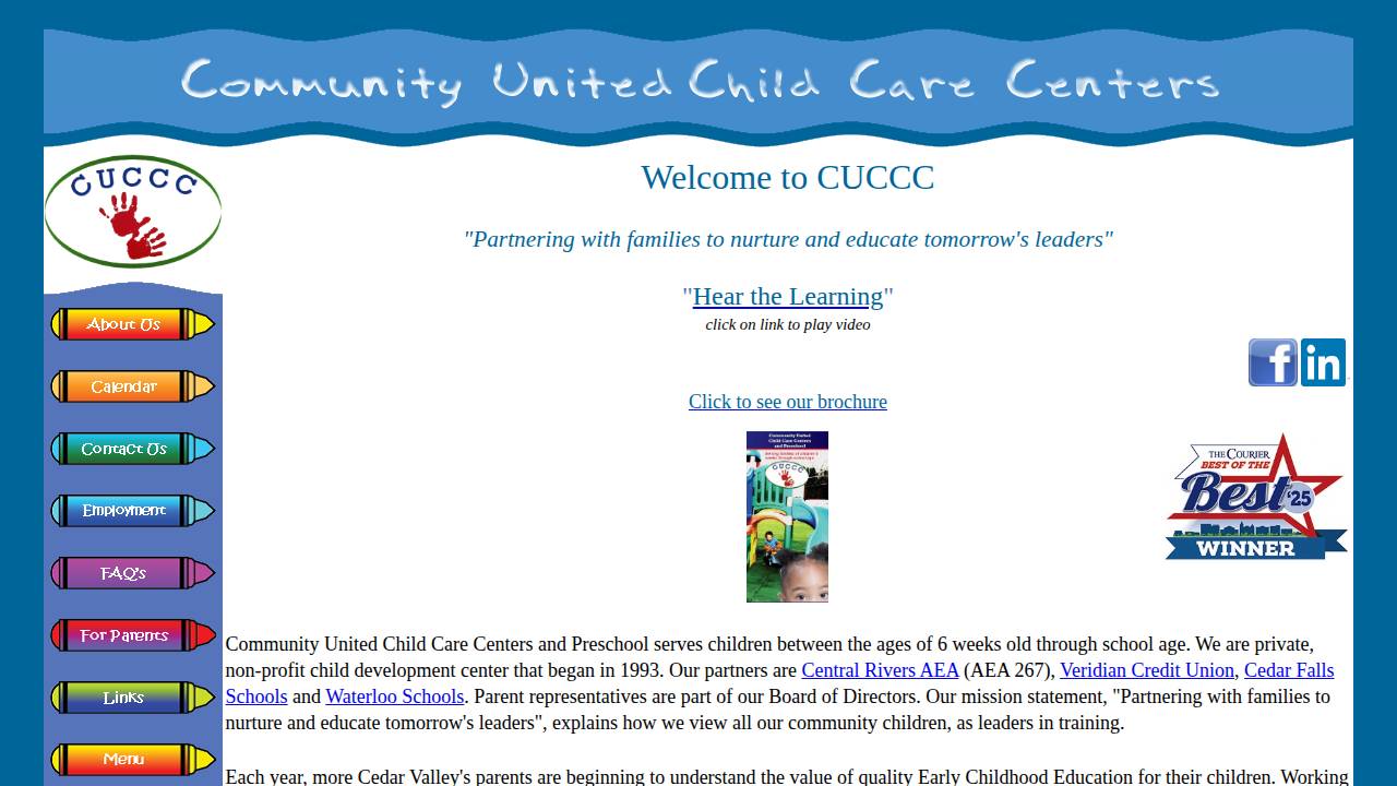 Community United Child Care Centers-Valley Park website screenshot
