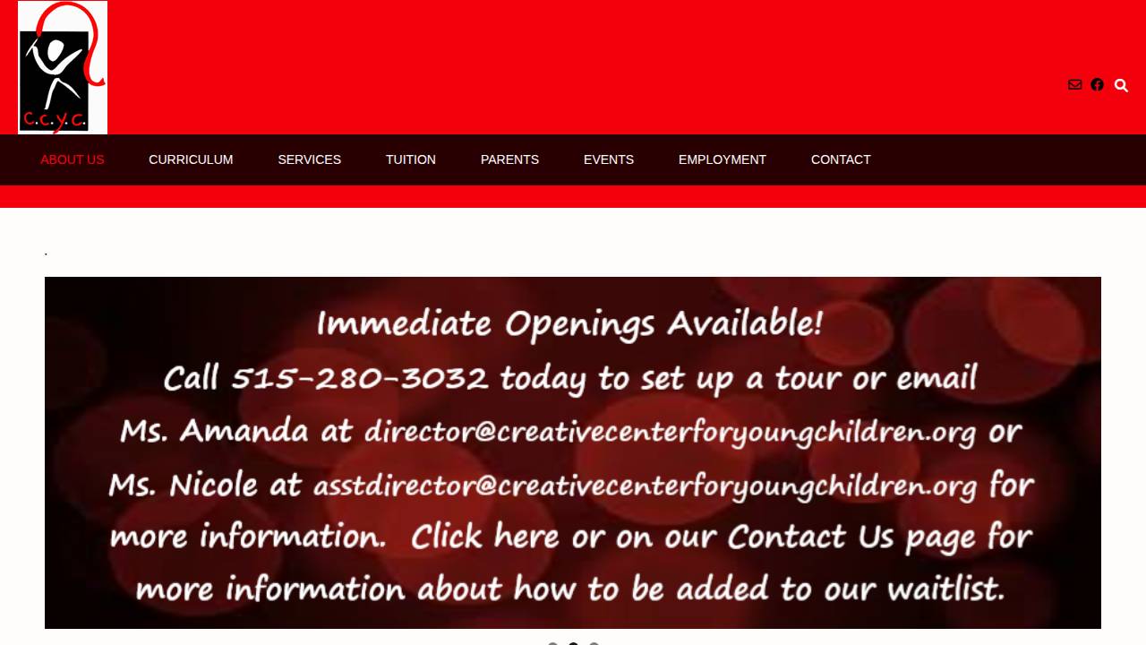 Creative Center for Young Children website screenshot