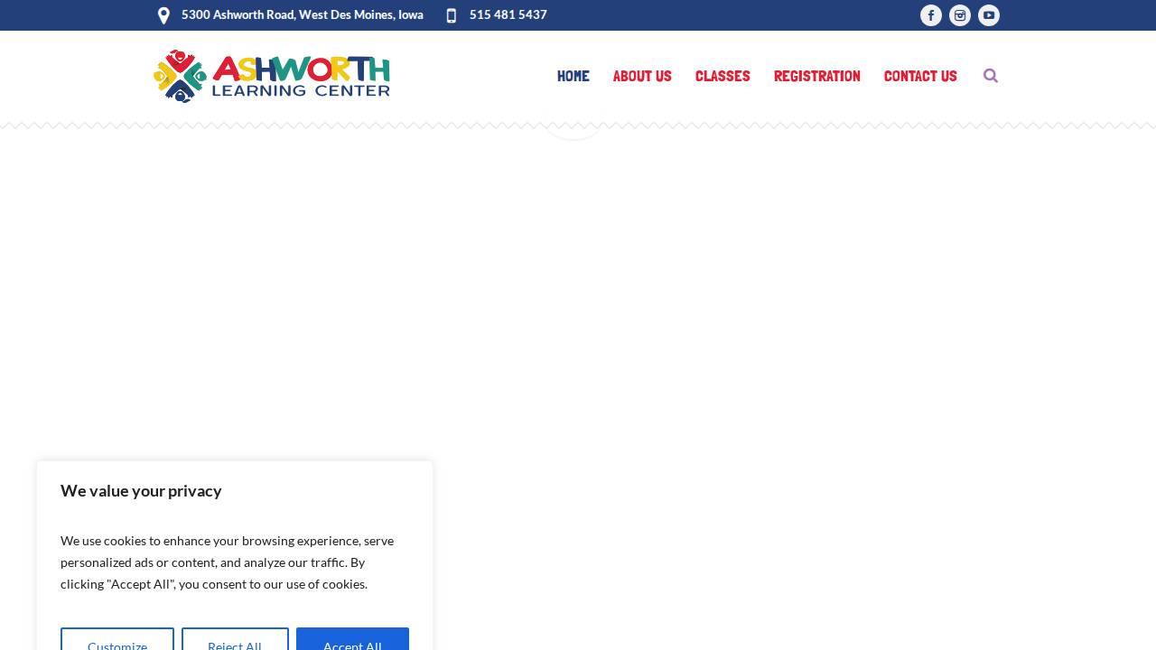 Ashworth Learning Center website screenshot
