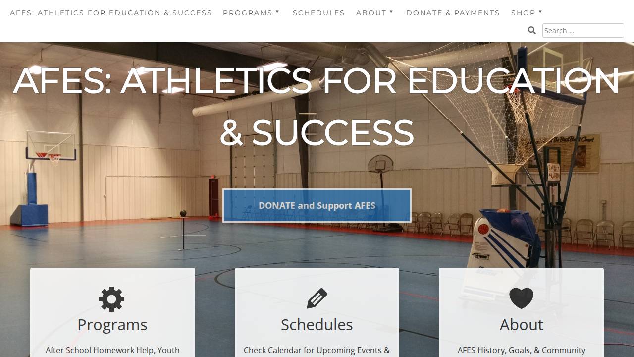 AFES Youth Center website screenshot