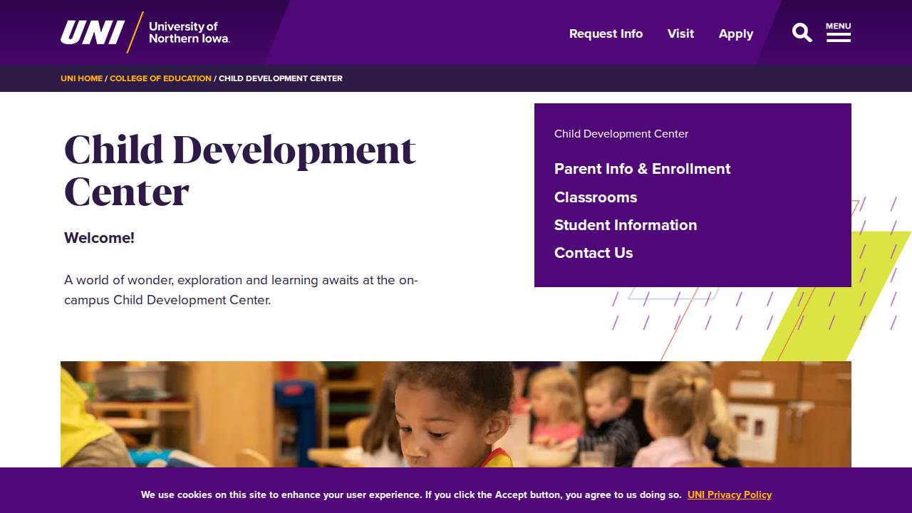 UNI Child Development Center website screenshot