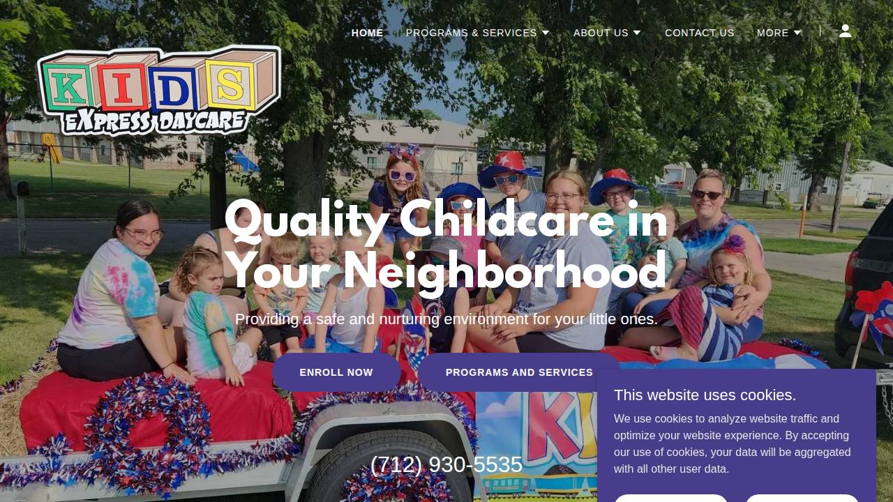 Kids Express Daycare website screenshot