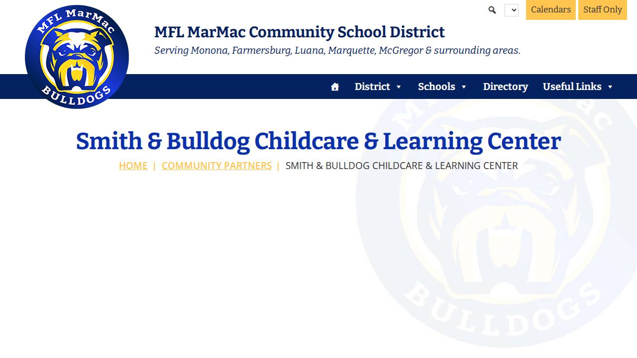 Dr Clifford C Smith Childcare Center website screenshot