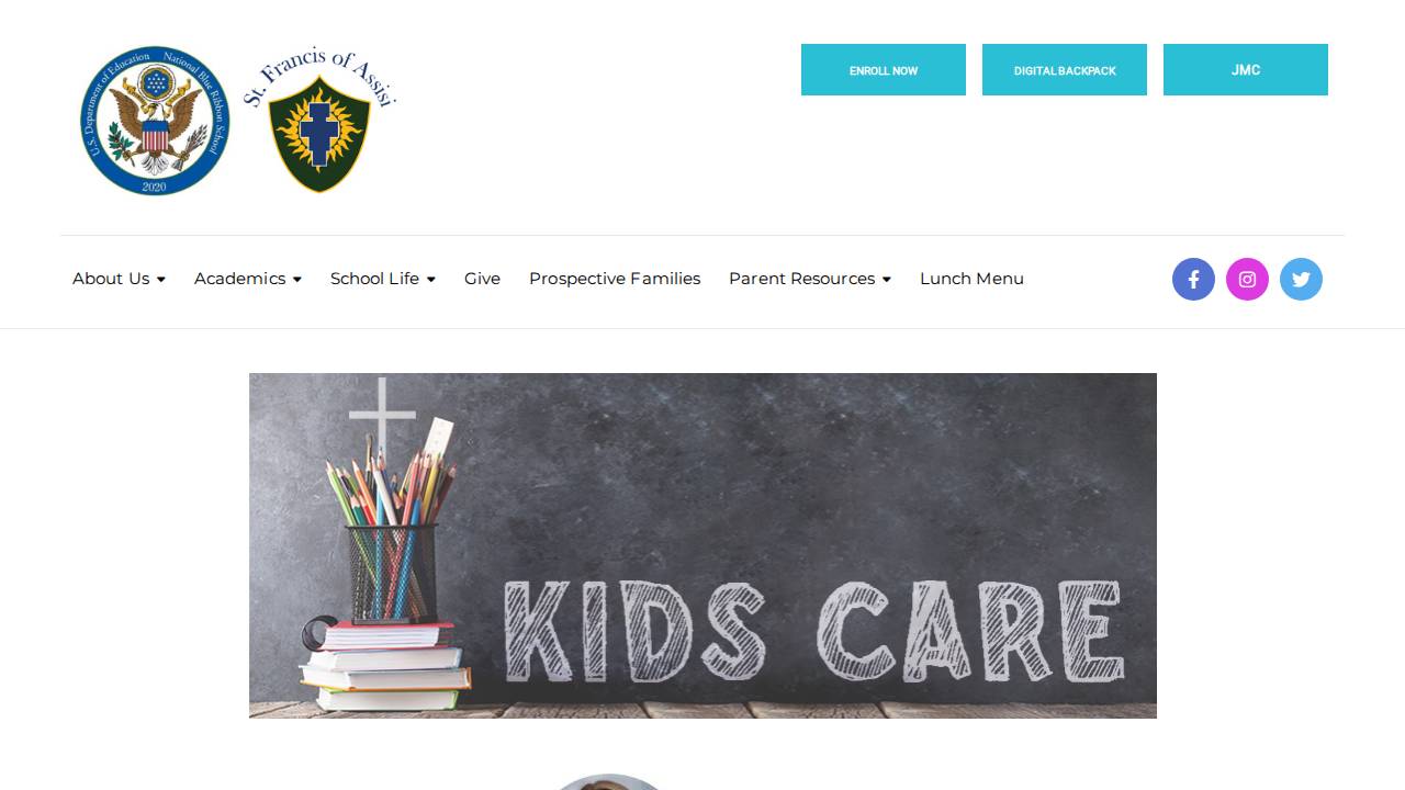 St Francis of Assisi Kids Care website screenshot