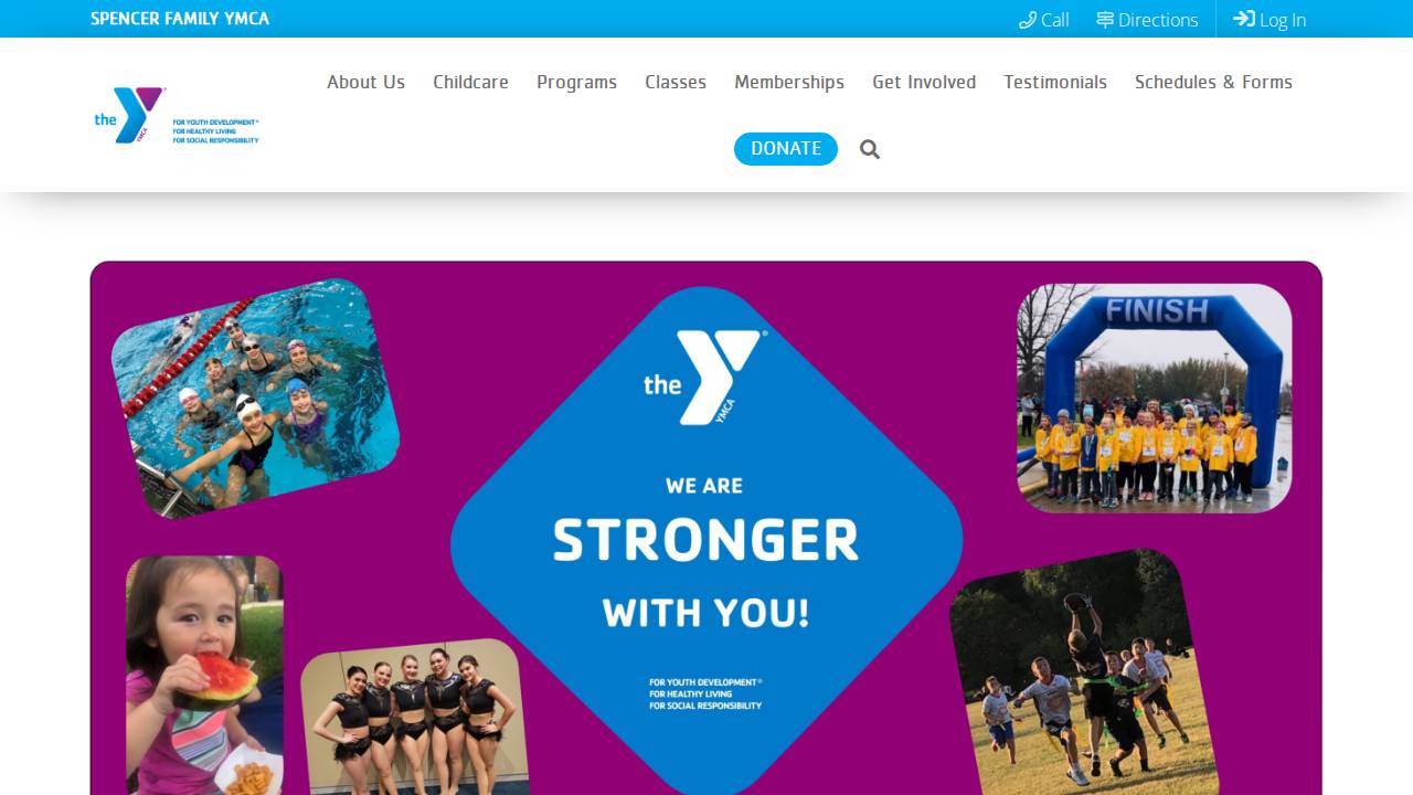 Spencer Family YMCA Dvergsten Center website screenshot