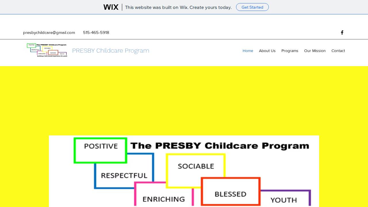 PRESBY Child Care Program Inc. website screenshot