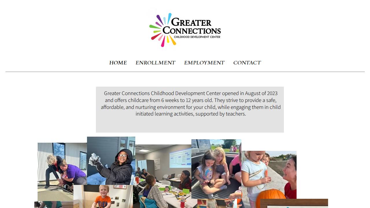 Greater Connections Childhood Development Center website screenshot