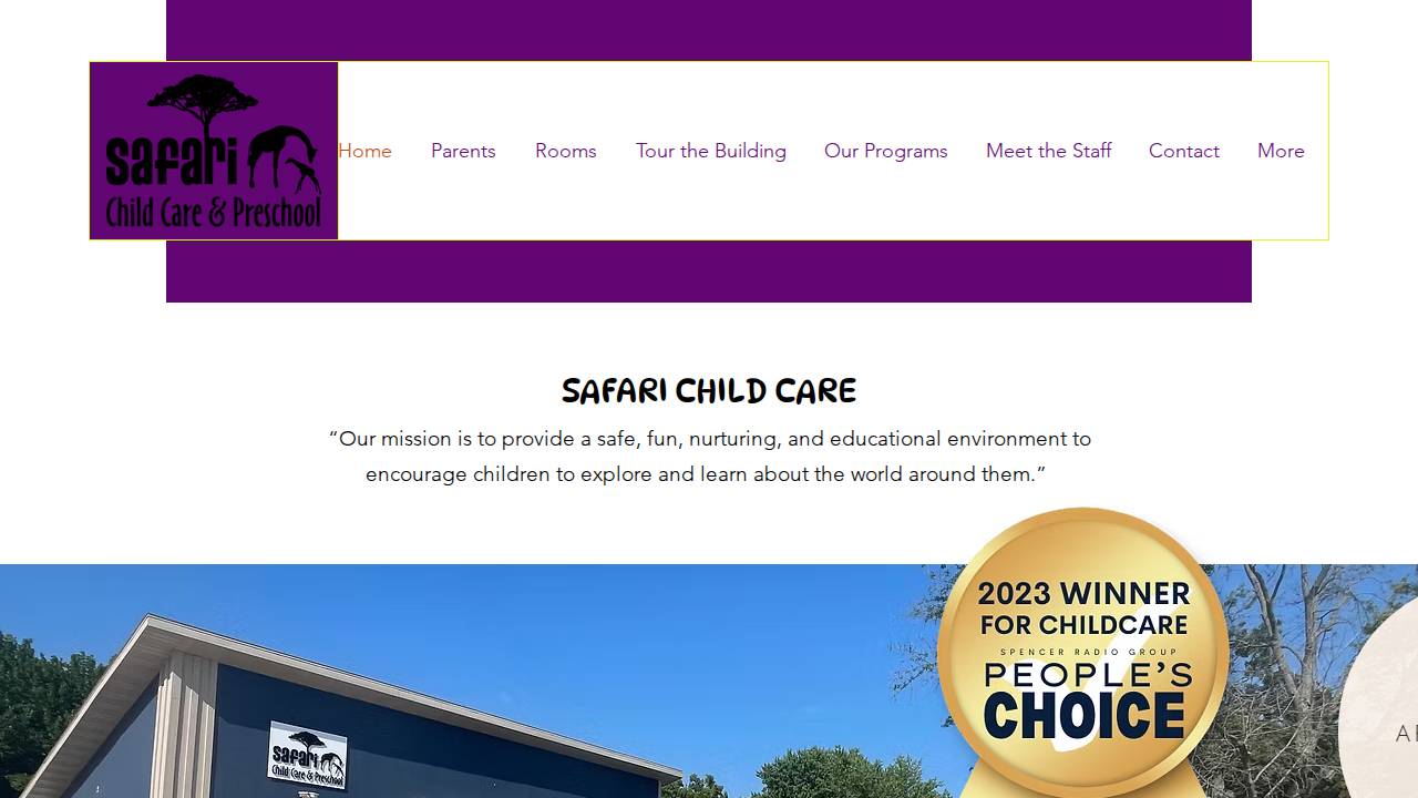 Safari Child Care & Preschool website screenshot
